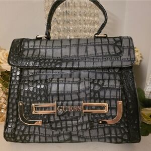 Guess Black Croc-Embossed Satchel